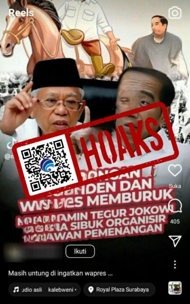 [HOAKS] Hubungan Presiden Jokowi dengan Wakil Presiden Ma'ruf Amin Memburuk karena Presiden Jokowi Sibuk Mengurus Relawan Tim Pemenangan Prabowo-Gibran