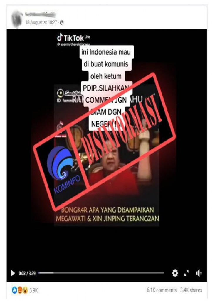 [DISINFORMASI] Indonesia akan Dibuat Menjadi Negara Komunis oleh Megawati Soekarnoputri