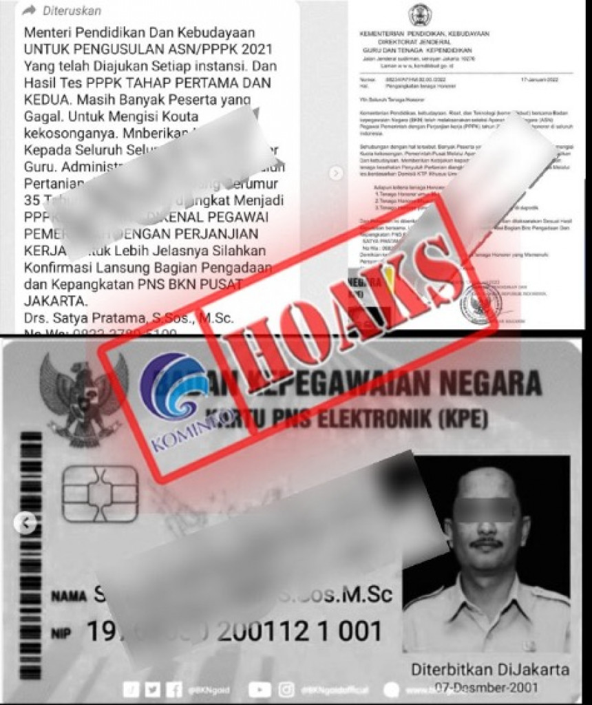 [HOAKS] Informasi Pengusulan Pengangkatan ASN dan PPPK Mengatasnamakan BKN dan Kemendikbud