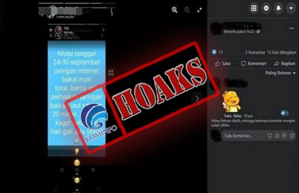 [HOAKS] Layanan Internet Mati Total pada 24 hingga 30 September 2021