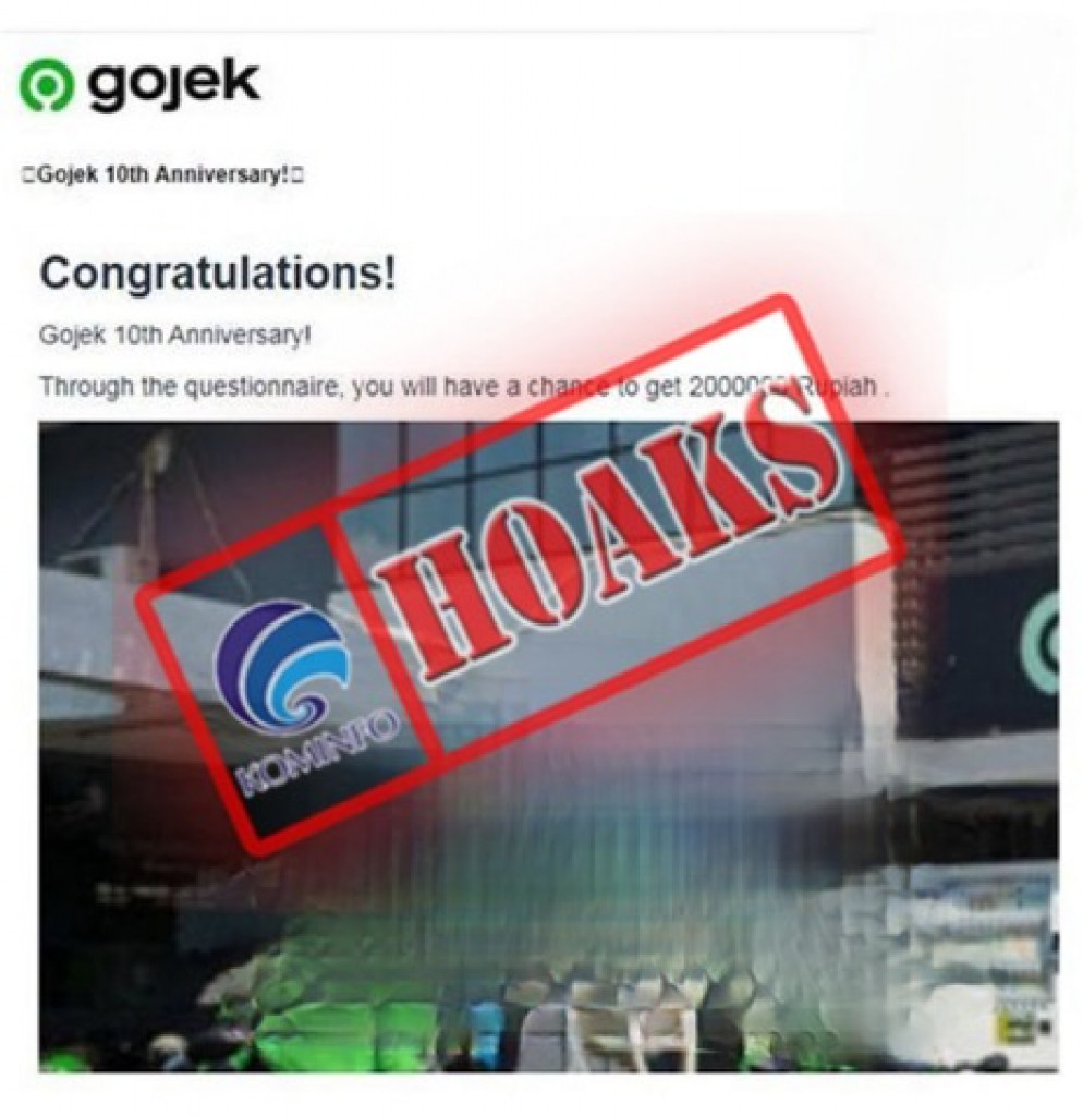 [HOAKS] Gojek Bagikan Rp2 Juta Hanya Dengan Mengisi Kuisioner