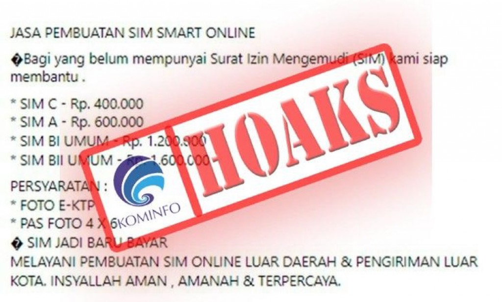 [HOAKS] Jasa Pembuatan SIM Online