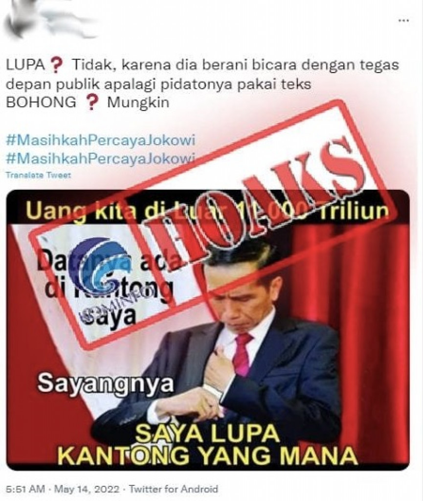 [HOAKS] Jokowi Lupa Data Uang Rp11 Ribu Triliun