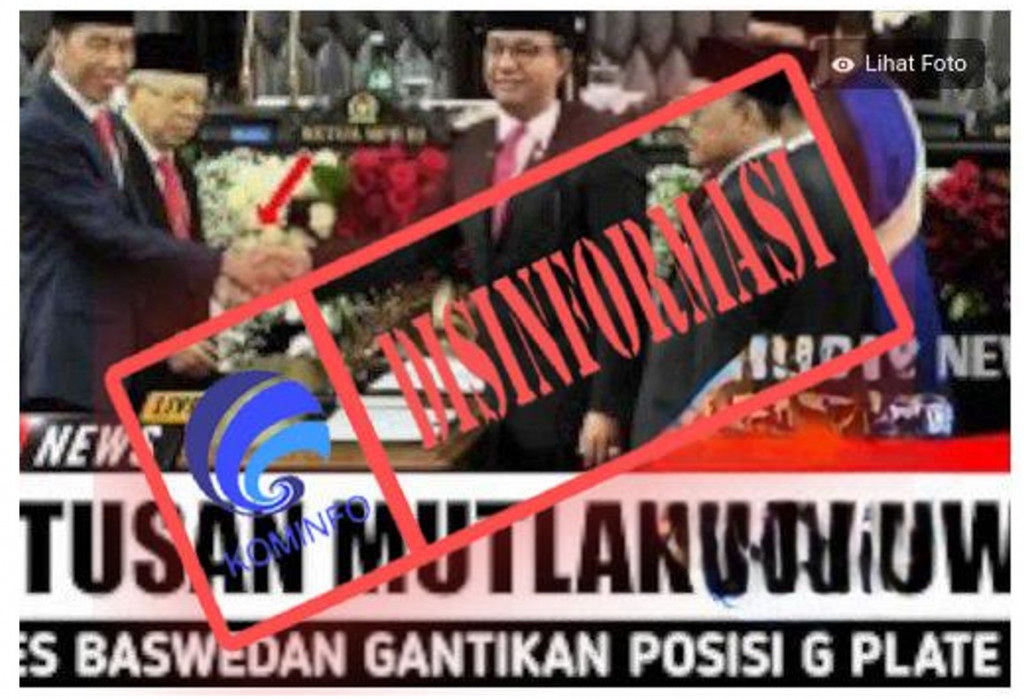 [DISINFORMASI] Presiden Joko Widodo Melantik Anies Baswedan sebagai Pengganti Menkominfo Johnny G. Plate