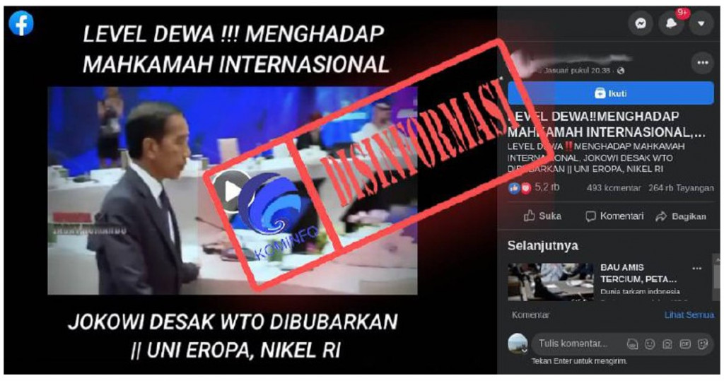 [DISINFORMASI] Presiden Jokowi Desak WTO Dibubarkan