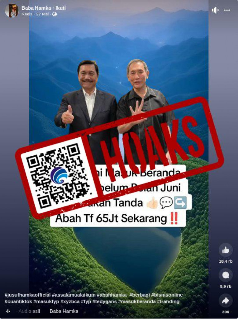 [HOAKS] Jusuf Hamka Bagikan Uang Rp65 Juta Hanya dengan Mendaftar di WhatsApp