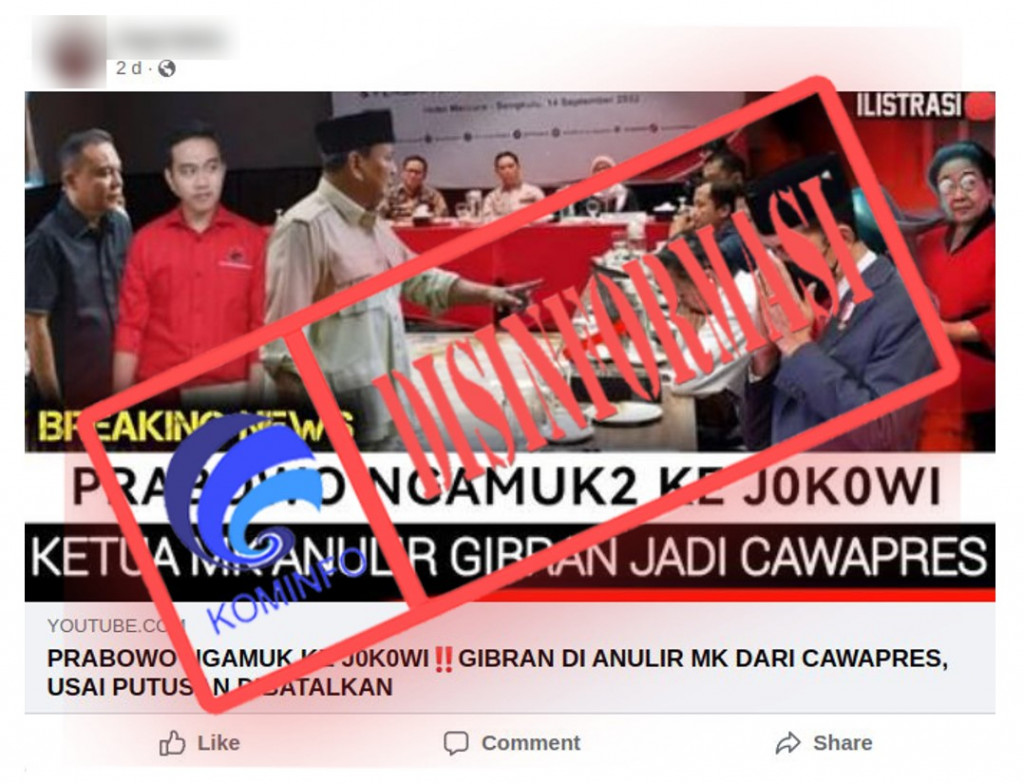 [DISINFORMASI] Ketua MK Anwar Usman Anulir Gibran Rakabuming Raka sebagai Cawapres