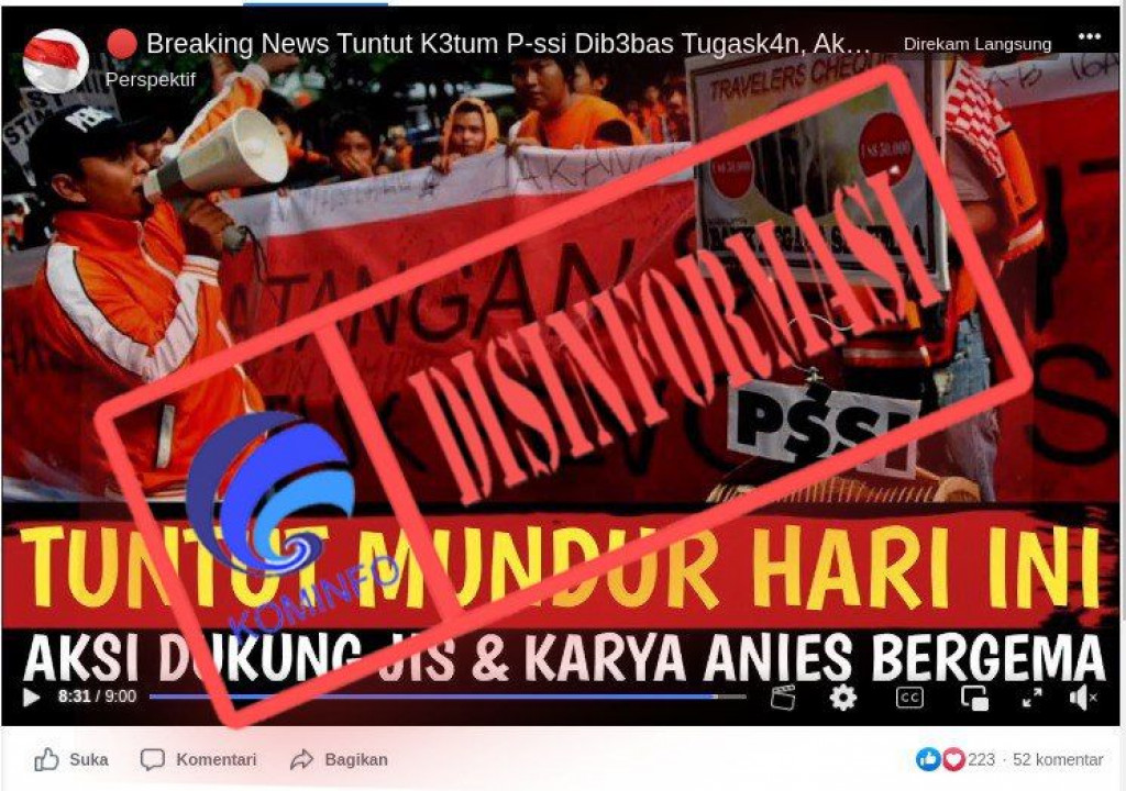 [DISINFORMASI] Ketua Umum PSSI Dibebastugaskan