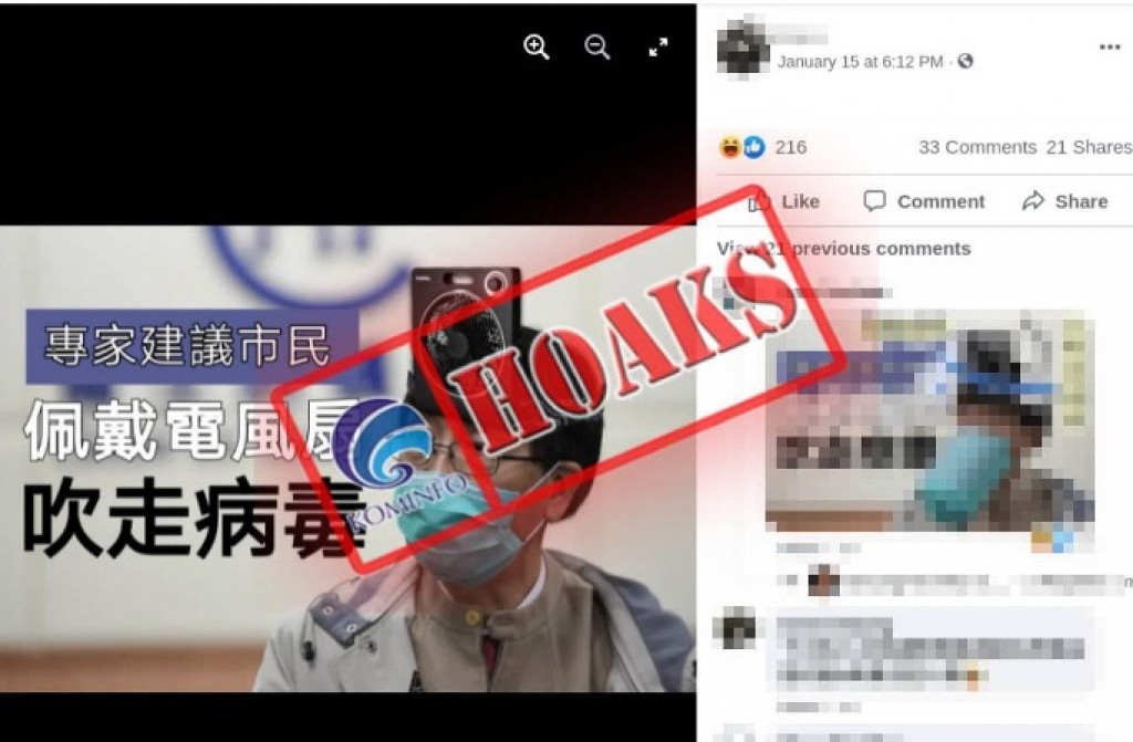 [HOAKS] Kipas Angin Listrik yang Diletakkan di Dahi Dapat Menghilangkan Virus