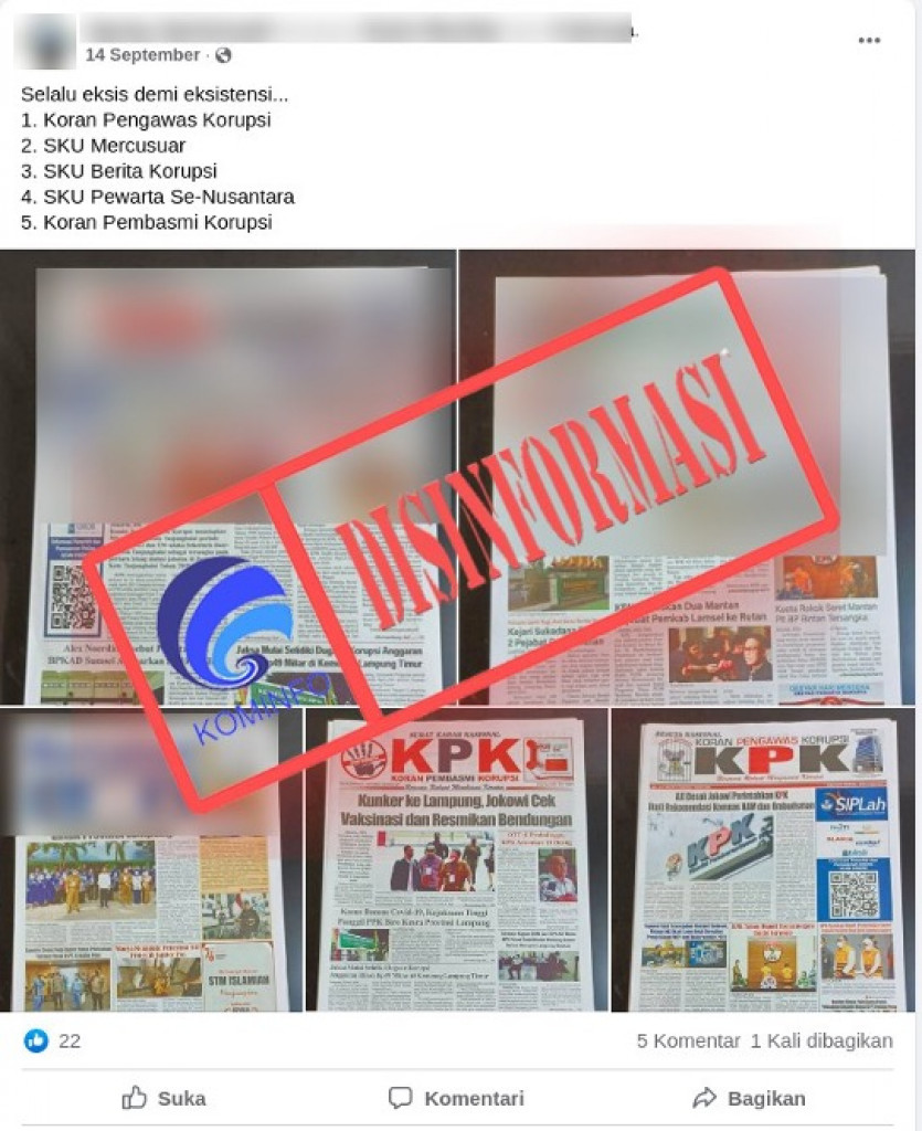[DISINFORMASI] Koran Menggunakan Logo KPK dan Melakukan Pemerasan