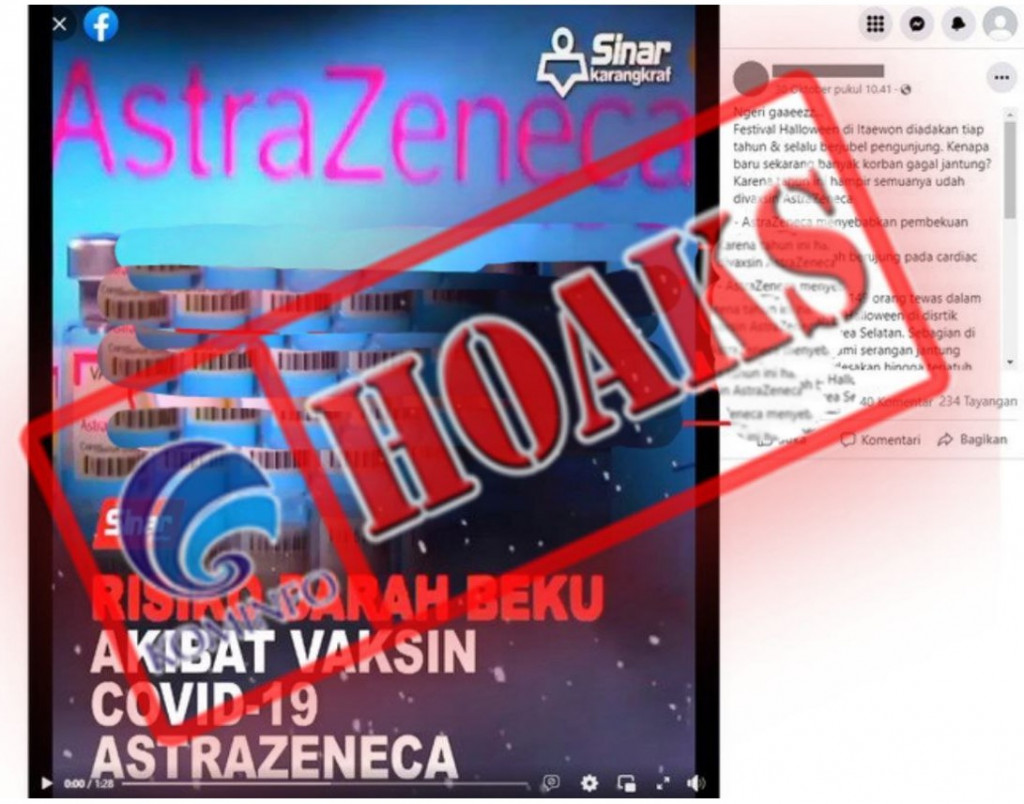 [HOAKS] Korban di Festival Halloween Itaewon Meninggal Akibat Vaksin AstraZeneca