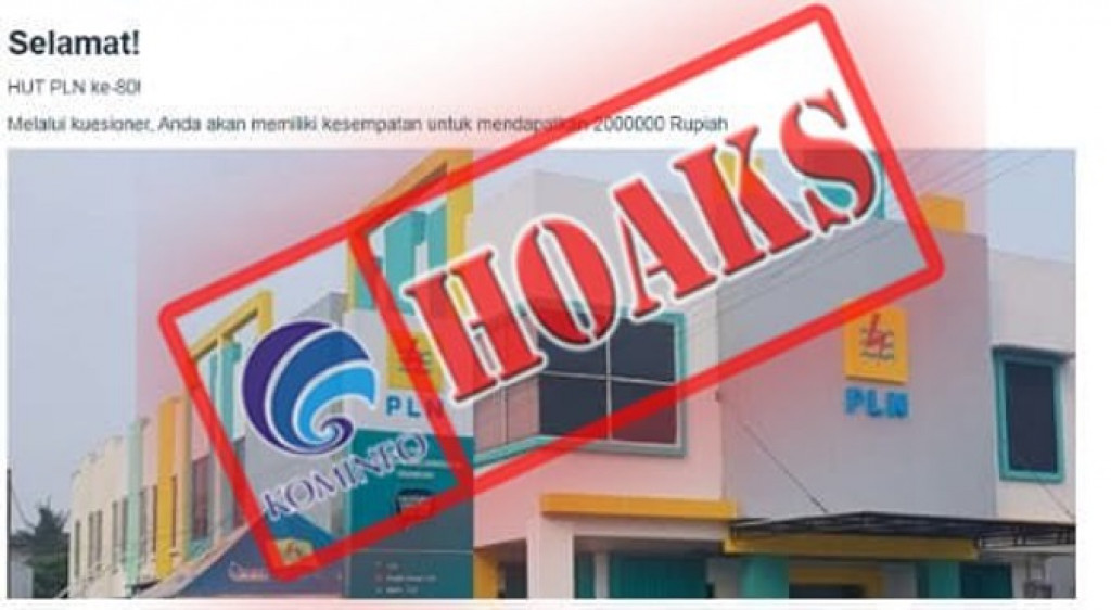 [HOAKS] Kuesioner Berhadiah Rp2 Juta Dalam Rangka HUT PLN ke-80