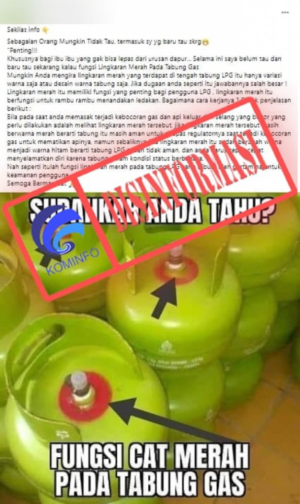 [DISINFORMASI] Lingkaran Merah di Tabung Gas LPG Penanda Jika Terdapat Kebocoran