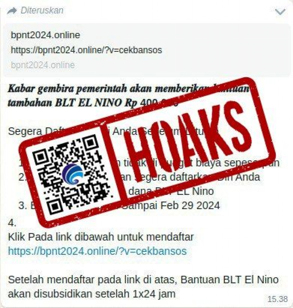 [HOAKS] Link Tautan Pendaftaran BLT El Nino