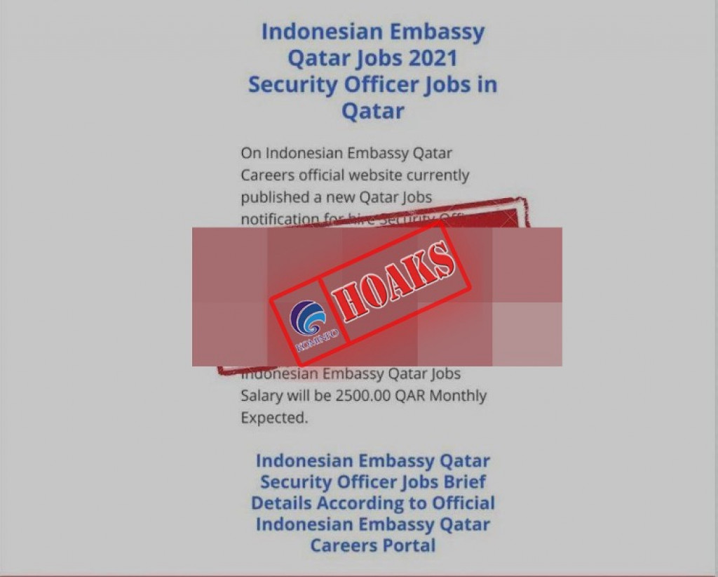 [HOAKS] Lowongan Kerja Kedutaan Besar Republik Indonesia di Doha Qatar