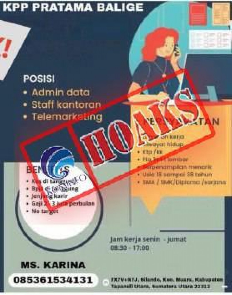 [HOAKS] Lowongan Kerja KPP Pratama Balige