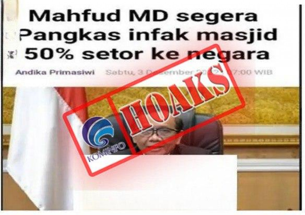 [HOAKS] Mahfud MD Minta 50 Persen Infak Masjid Disetor ke Negara