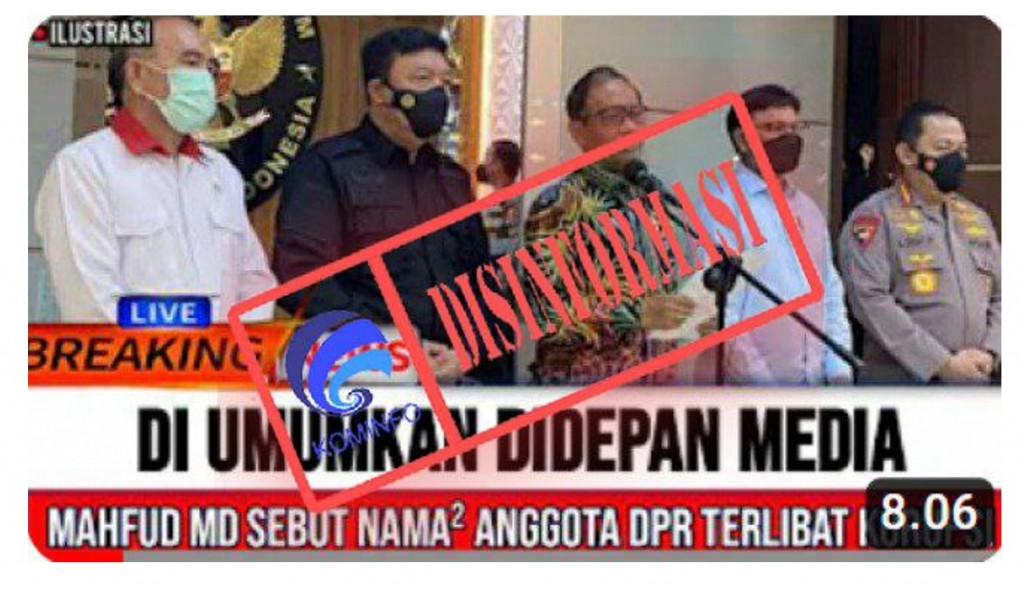 [DISINFORMASI] Video Mahfud MD Umumkan Sejumlah Nama Anggota DPR RI yang Terlibat Korupsi