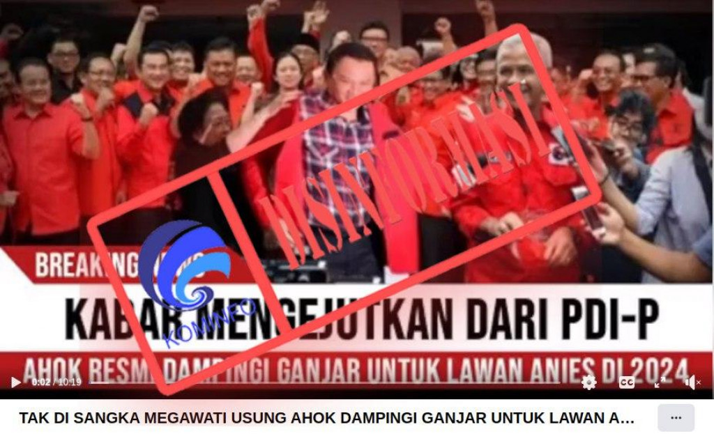 [DISINFORMASI] Megawati Soekarnoputri Resmi Mengusung Ahok sebagai Cawapres Dampingi Ganjar Pranowo