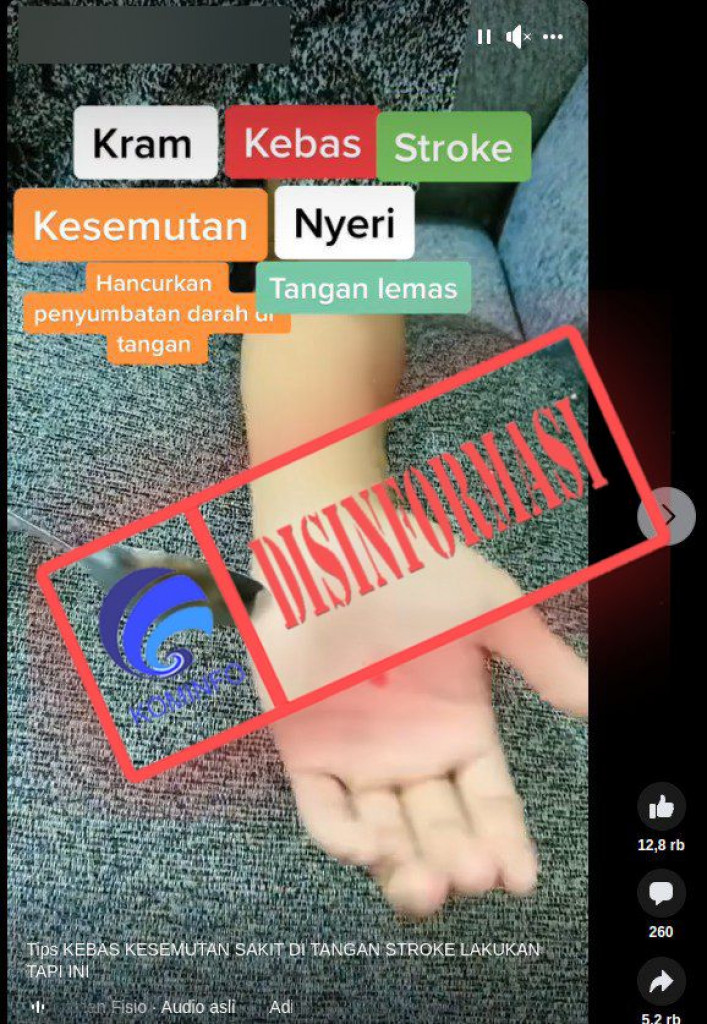 [DISINFORMASI] Menepuk Telapak Tangan dengan Sendok Dapat Menghilangkan Kesemutan dan Strok