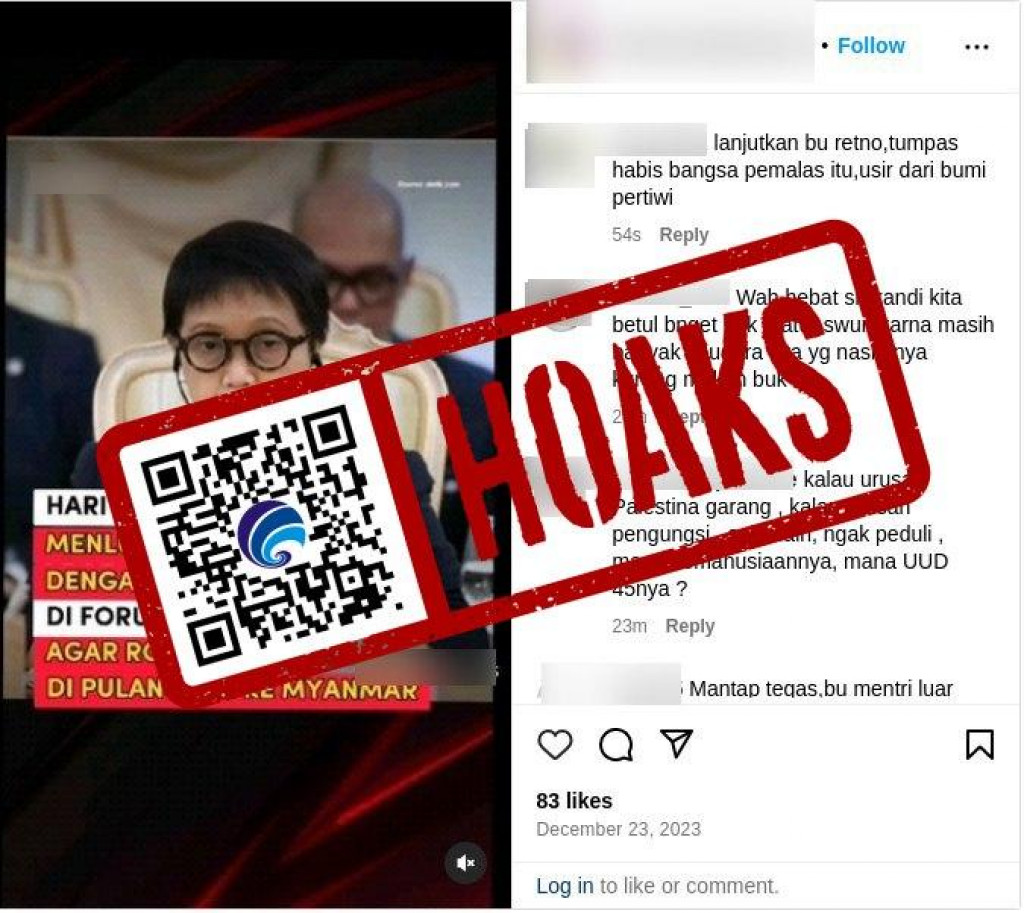 [HOAKS] Menlu Retno Marsudi Bersuara di Forum PBB agar Pengungsi Rohingya Dipulangkan