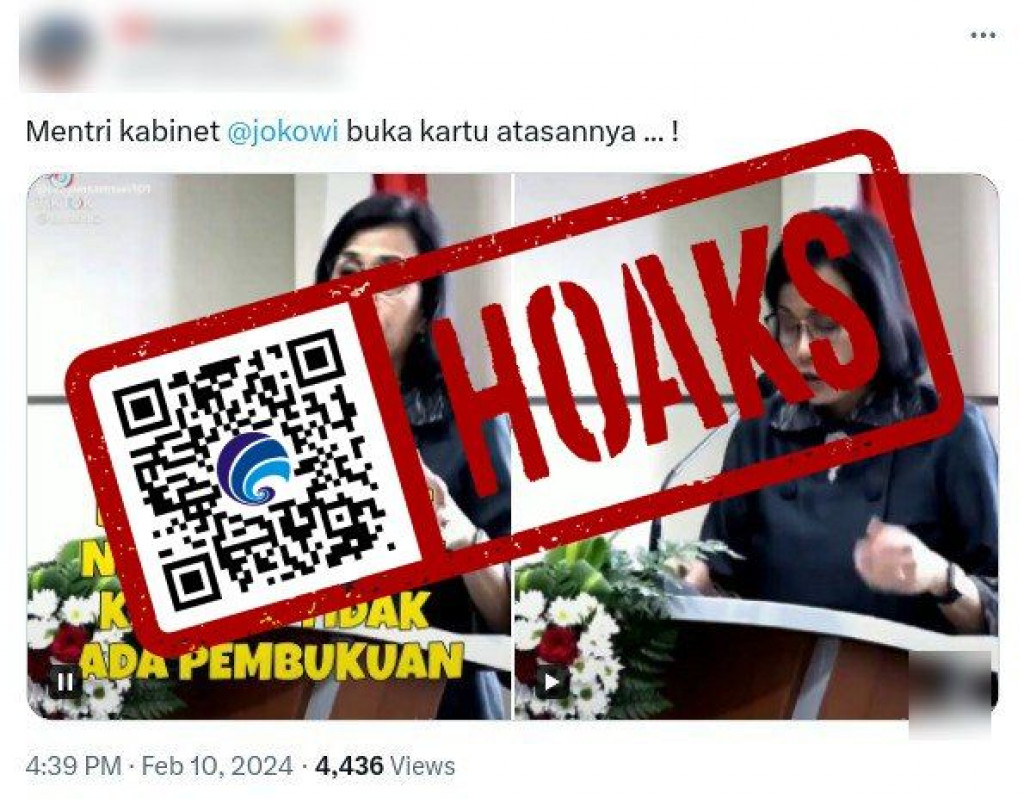 [HOAKS] Menteri Sri Mulyani Buka Kartu Presiden Joko Widodo