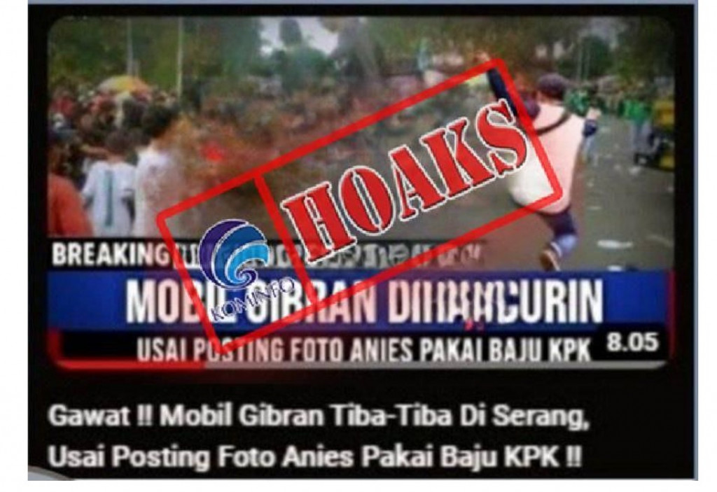 [HOAKS] Mobil Gibran Dihancurkan Usai Unggah Foto Anies Baswedan Kenakan Baju Tahanan KPK
