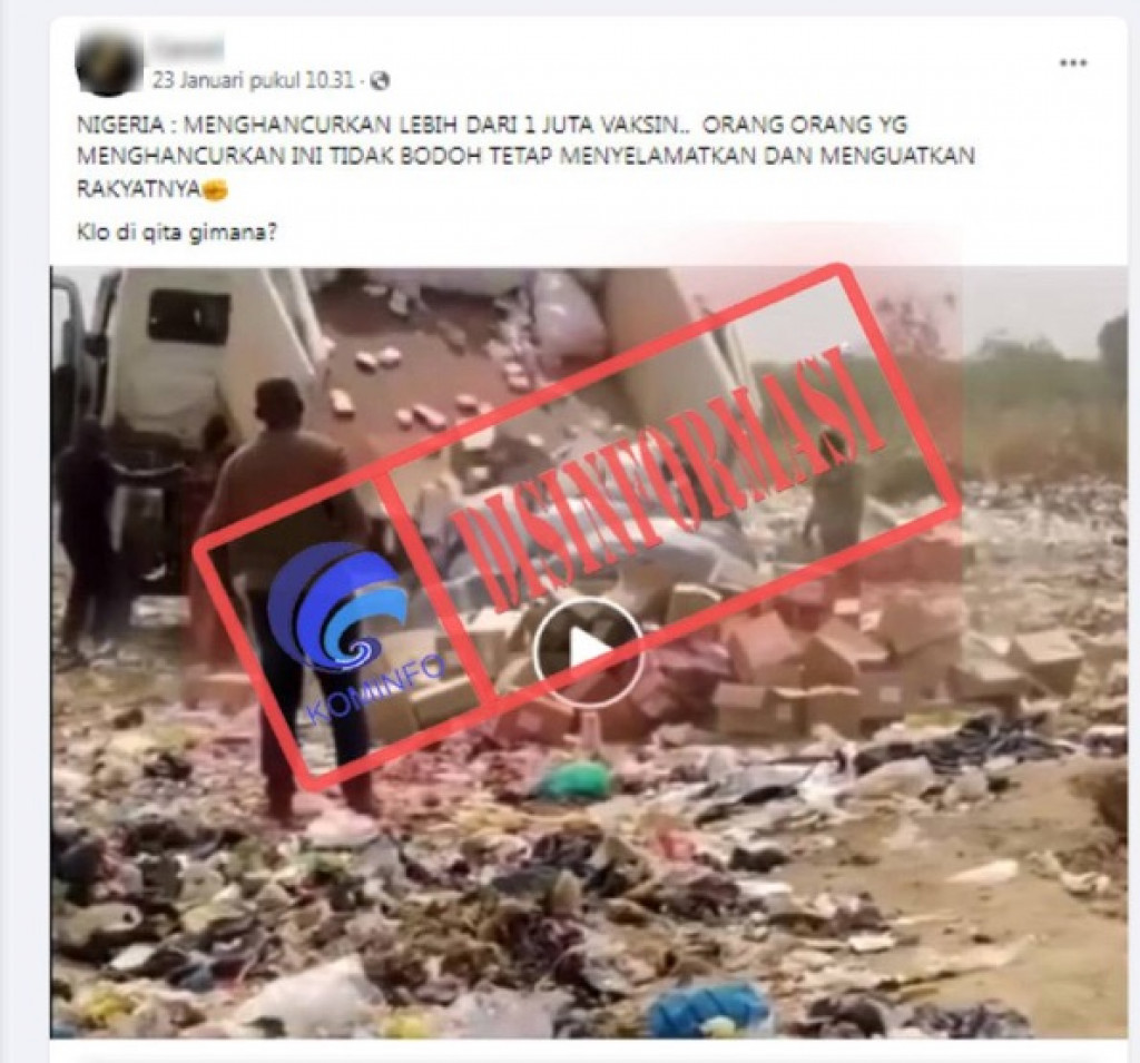 [DISINFORMASI] Nigeria Hancurkan 1 Juta Vaksin Covid-19 karena Mereka Tidak Bodoh