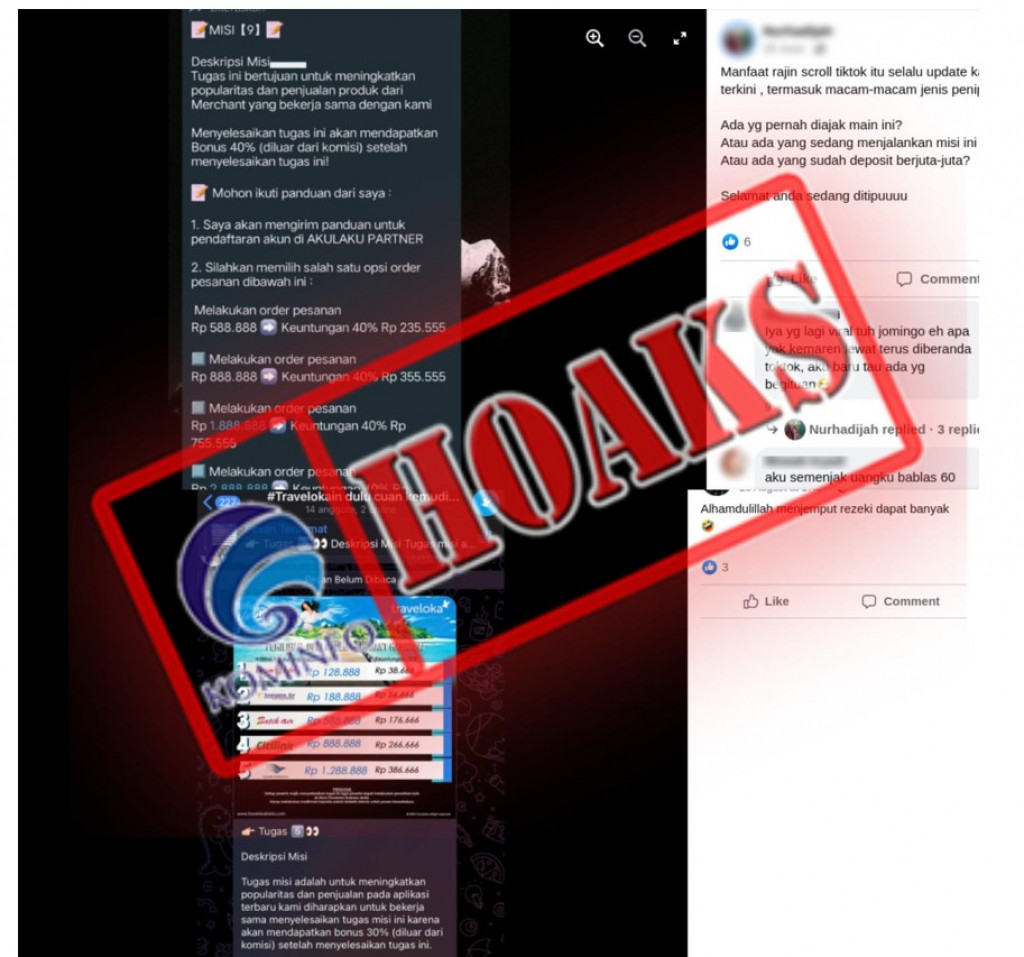 [HOAKS] Komisi Meningkatkan Popularitas Produk Traveloka melalui Order Fiktif