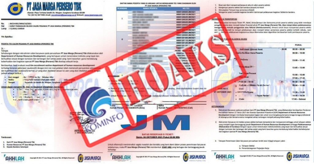 [HOAKS] Surat Panggilan Interview Kerja PT Jasa Marga (Persero) Tbk