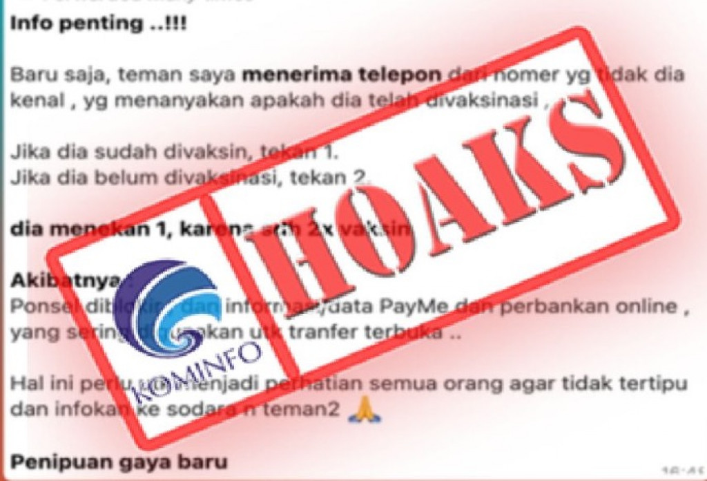 [HOAKS] Panggilan Telepon Soal Vaksinasi