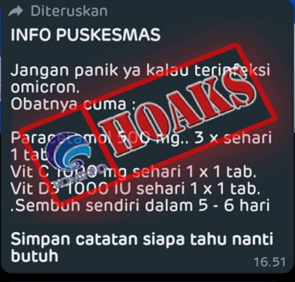 [HOAKS] Paracetamol adalah Obat Covid-19 Varian Omicron