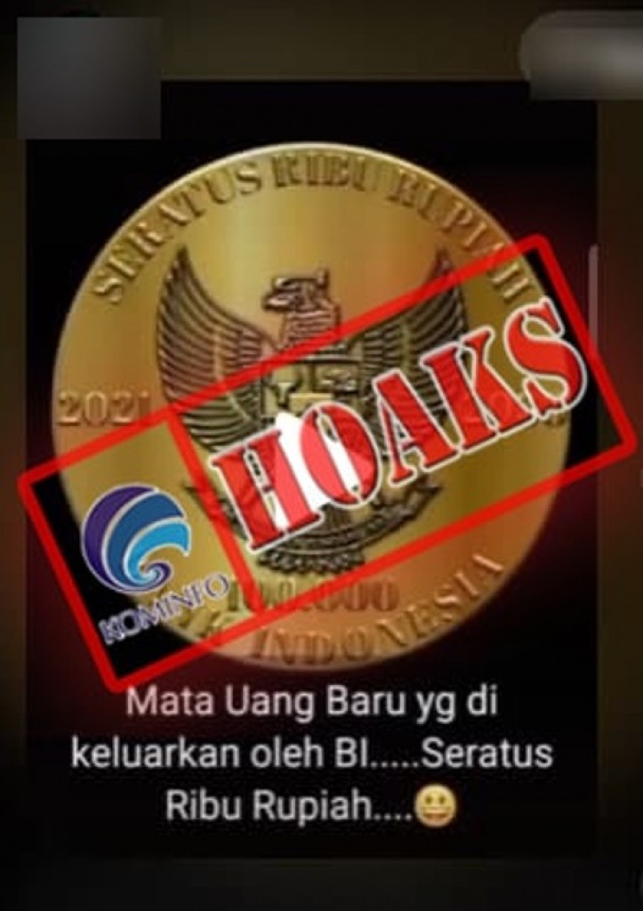 [HOAKS] Pecahan Uang Koin Rp100.000 Tahun 2021