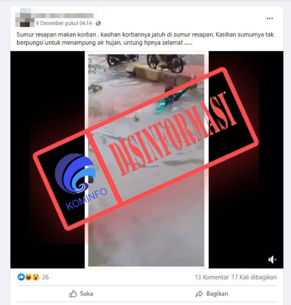 [DISINFORMASI] Video Pejalan Kaki Terperosok ke dalam Sumur Resapan