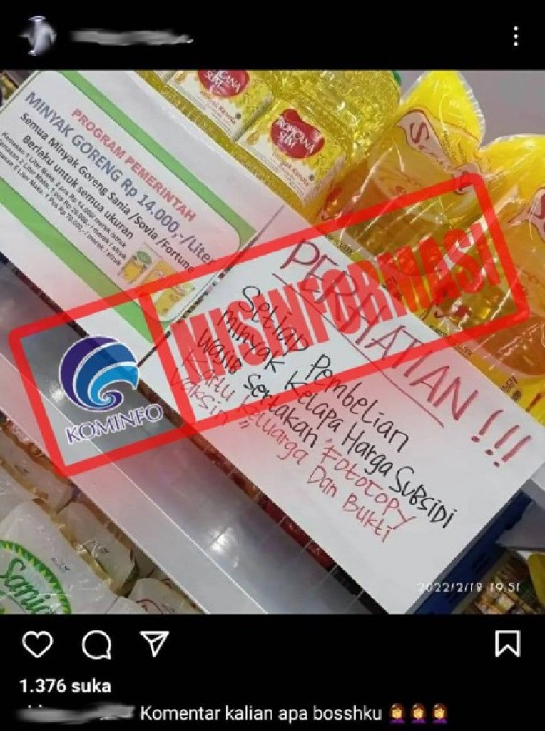 [MISINFORMASI] Pembelian Minyak Goreng Menggunakan Kartu Keluarga (KK) dan Bukti Vaksin