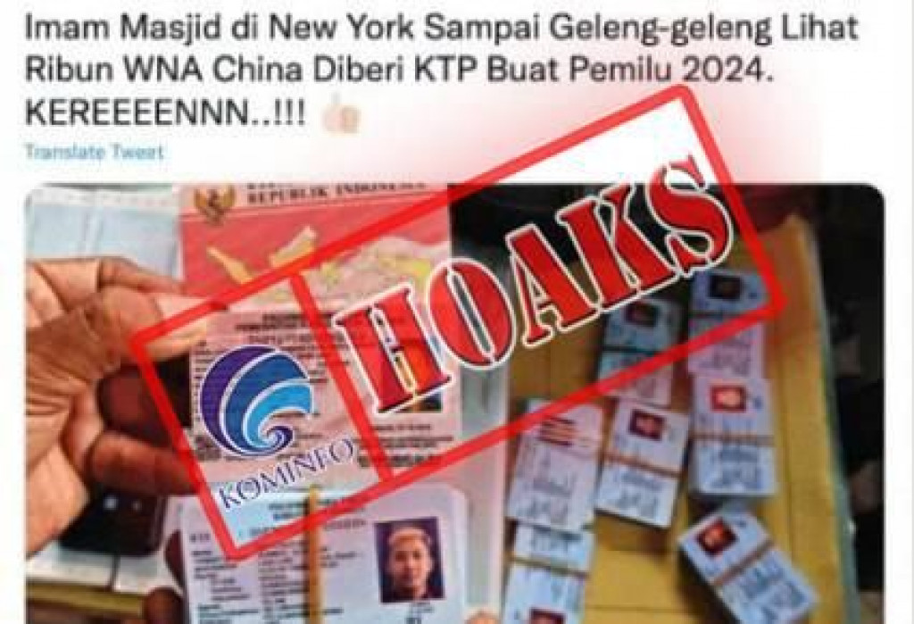 [HOAKS] Pemerintah Cetak Ribuan KTP WNA Cina untuk Pemilu 2024