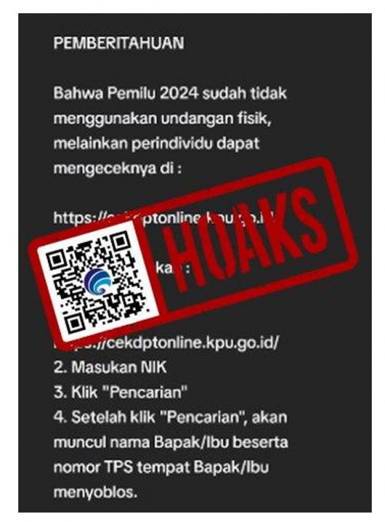 [HOAKS] Pemilu 2024 Tidak Menggunakan Undangan Fisik