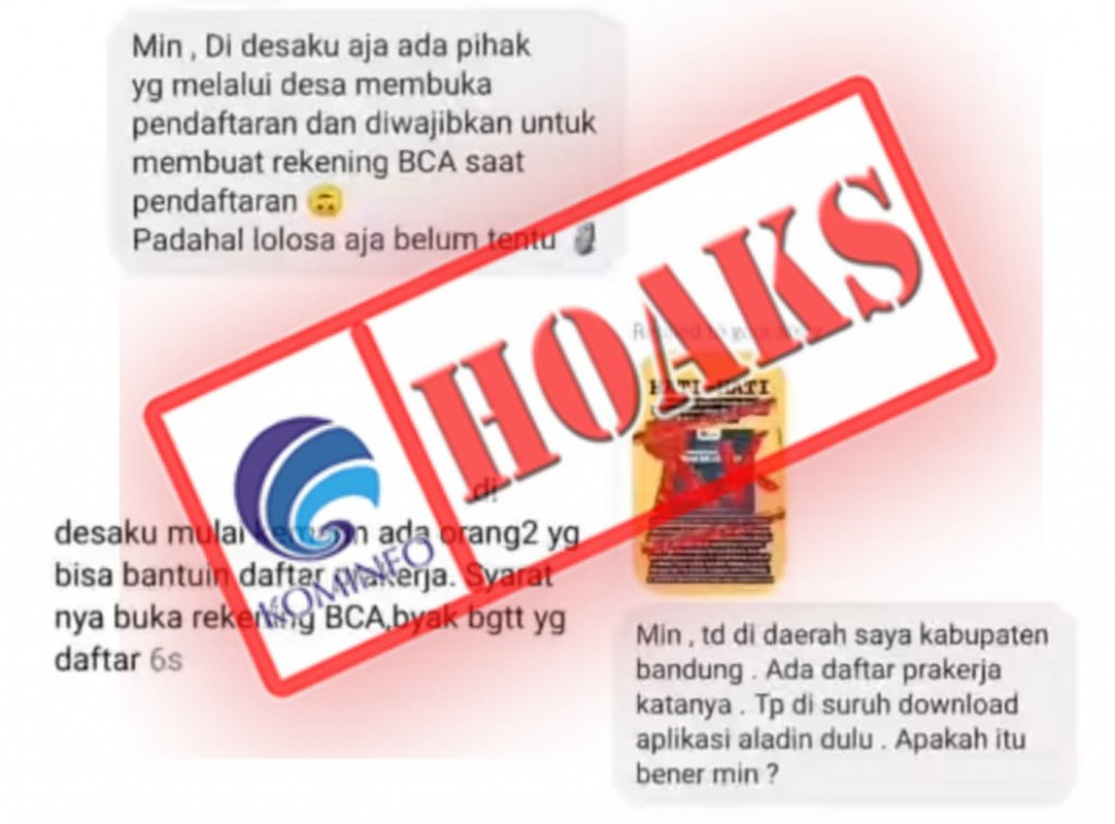 [HOAKS] Daftar Kartu Prakerja melalui Rekening BCA dan Pihak Desa
