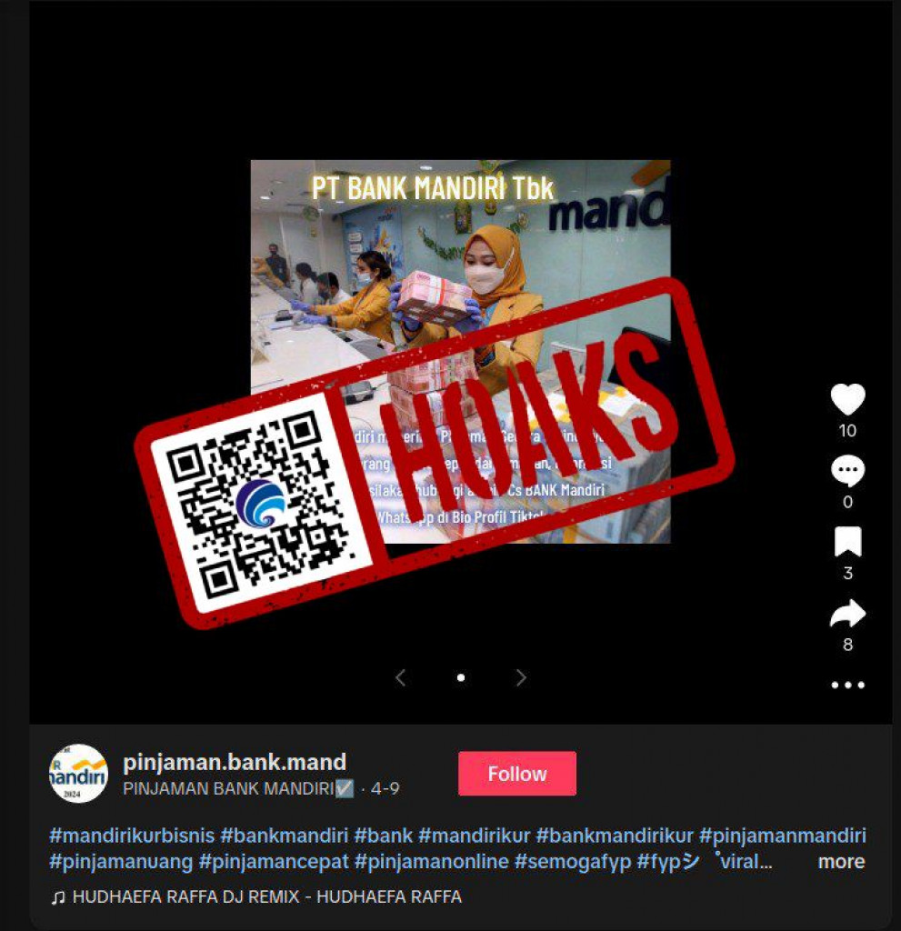 [HOAKS] Pengajuan Pinjaman Bank Mandiri melalui WhatsApp di Bio Profil TikTok