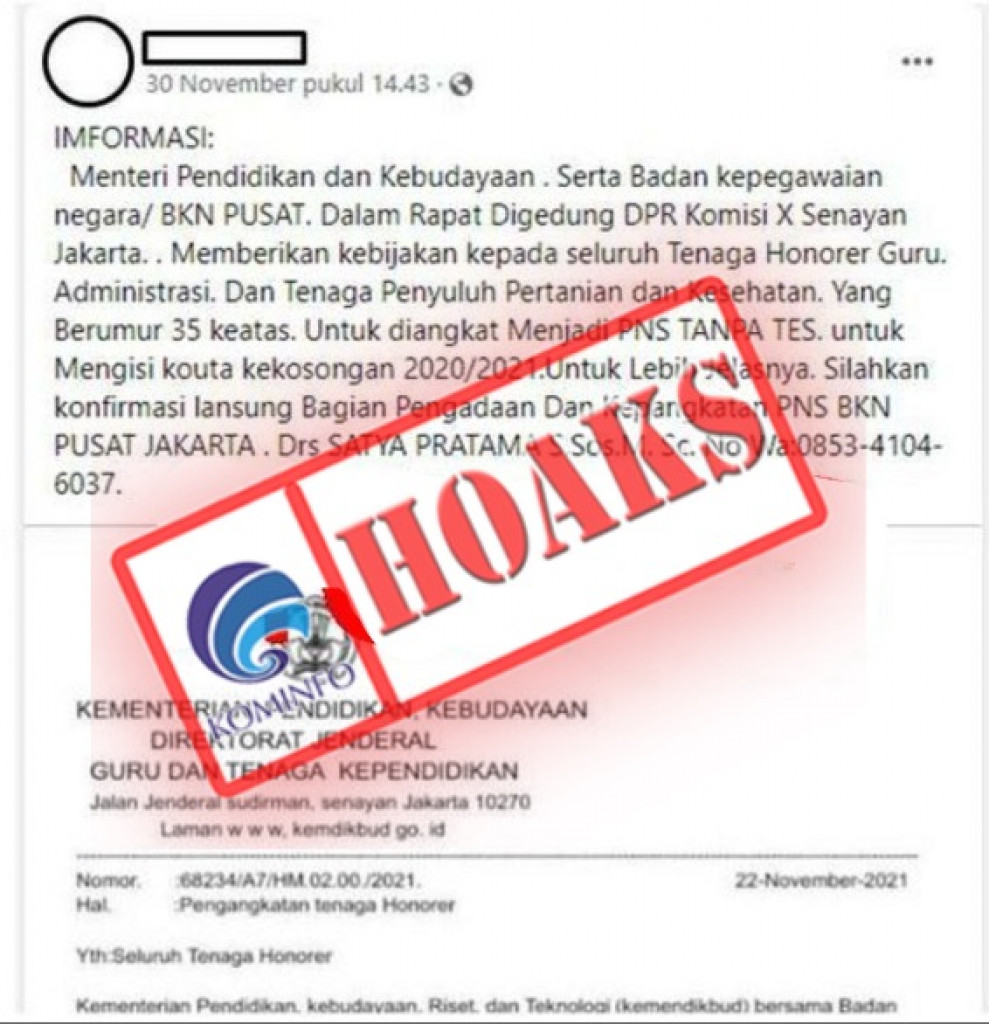 [HOAKS] Pengangkatan Tenaga Honorer Menjadi PNS Tanpa Tes