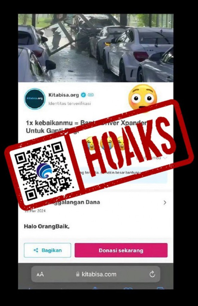 [HOAKS] Penggalangan Dana Pemilik Xpander yang Menabrak Porsche Melalui Kitabisa