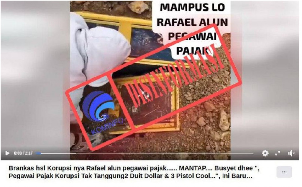 [DISINFORMASI] Penggalian Brankas Berisi Hasil Korupsi Rafael Alun Trisambodo
