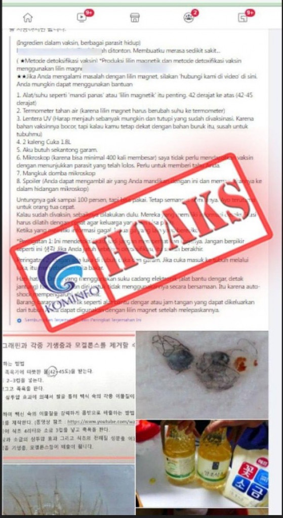 [HOAKS] Daftar Perawatan untuk Membersihkan Tubuh setelah Vaksinasi Covid-19