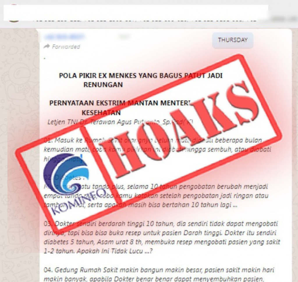 [HOAKS] Pernyataan Ekstrem Mantan Menteri Kesehatan RI Terawan Agus Putranto