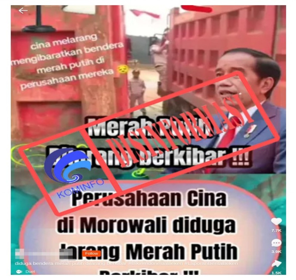 [DISINFORMASI] Perusahaan Cina Larang Pengibaran Bendera Merah Putih di Kabupaten Morowali