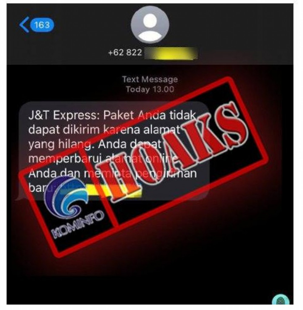 [HOAKS] Pesan Singkat Alamat Paket Hilang Mengatasnamakan J&T Express