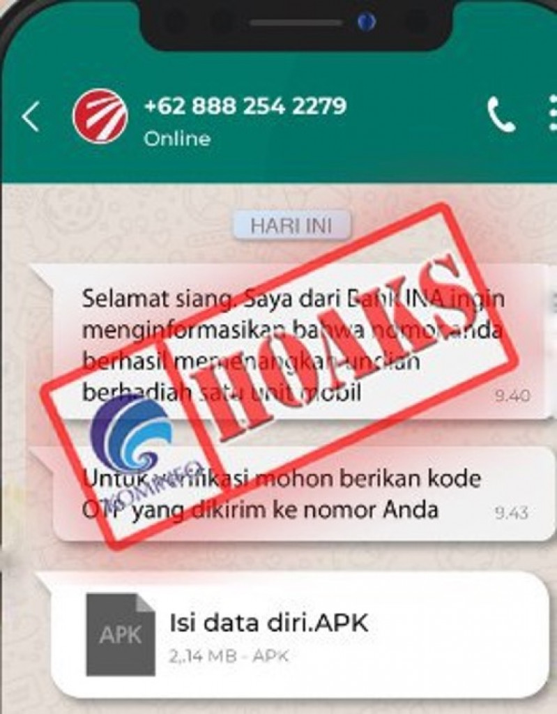 [HOAKS] Pesan WhatsApp Mengatasnamakan Bank INA