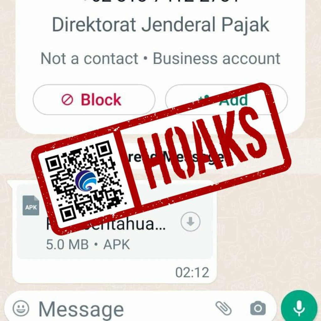 [HOAKS] Pesan WhatsApp Surat Pemberitahuan Pajak Mengatasnamakan DJP