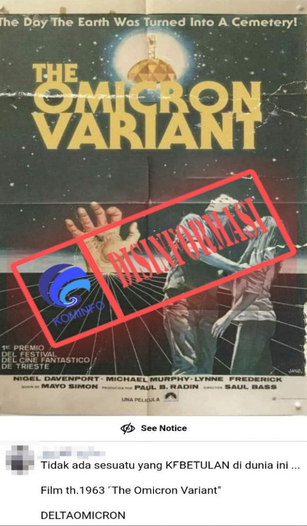 [DISINFORMASI] Poster Film The Omicron Variant yang Ditayangkan Tahun 1963