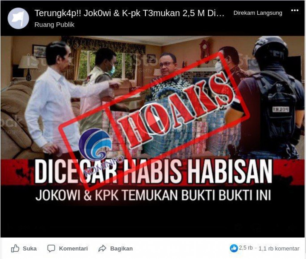 [HOAKS] Presiden Jokowi dan KPK Temukan Uang Rp2,5 Miliar di Rumah Anies Baswedan